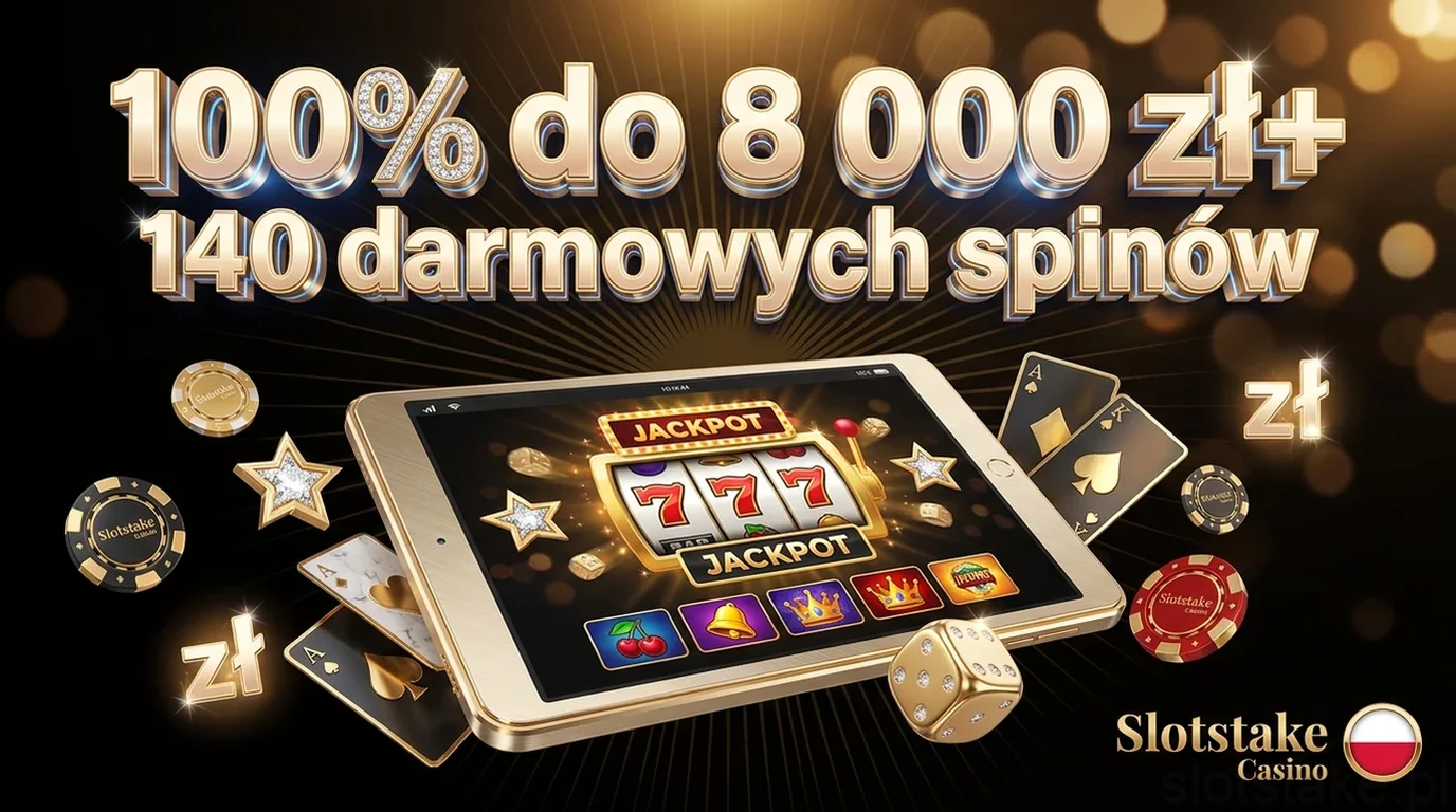 100% do 8 000 zł+ 140 darmowych spinów